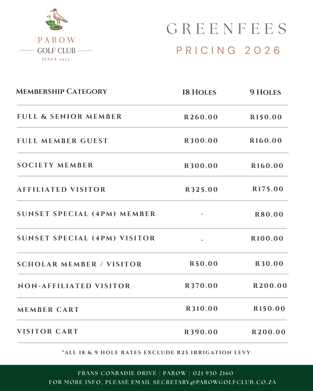 2026 Greenfees